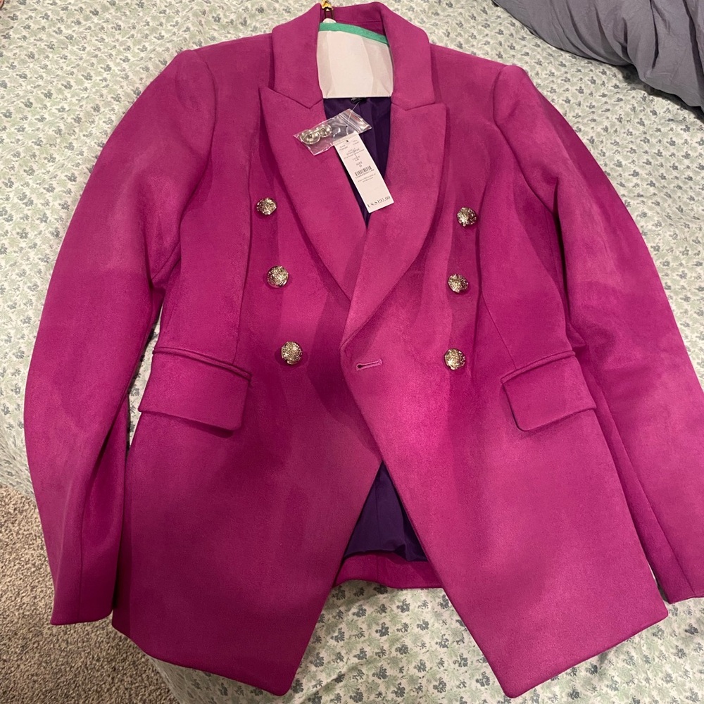 White House Black Market Fuchsia Double-Breasted Blazer